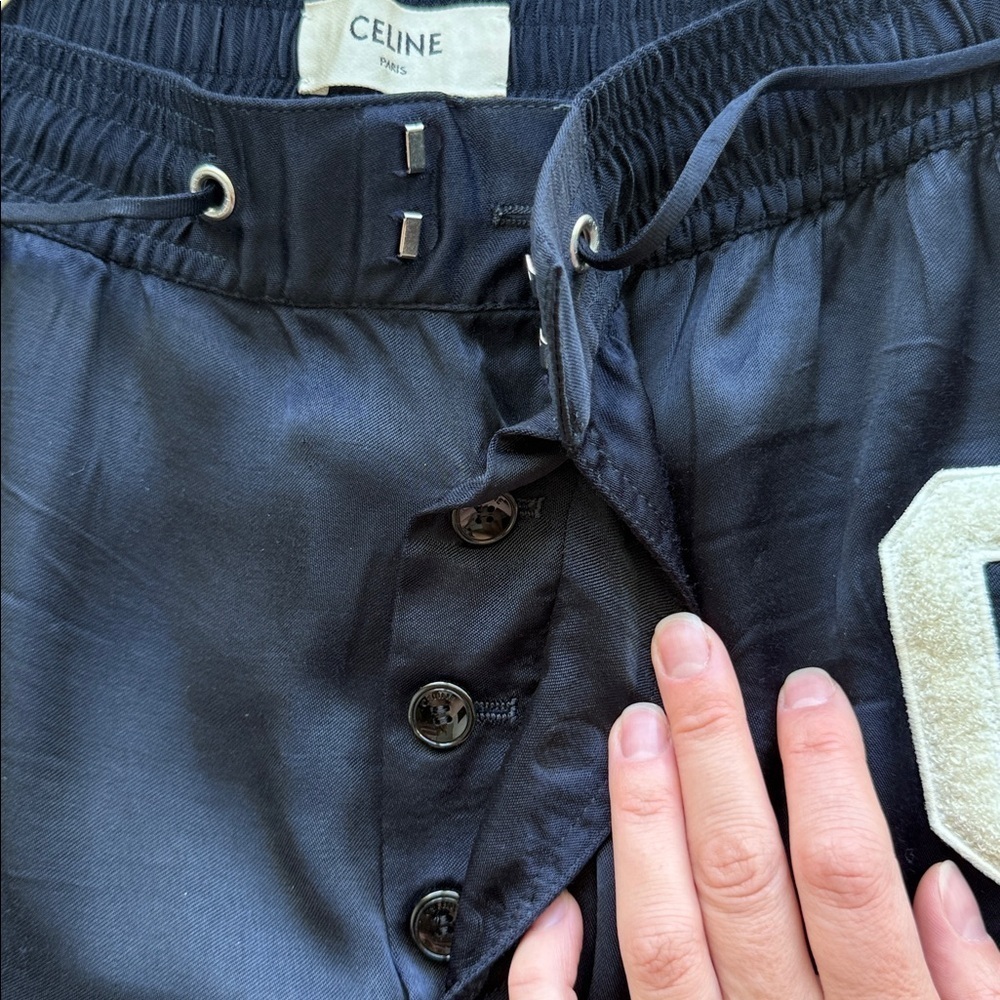 Celine Satin Track Pants Navy White Stripe - Picture 6 of 13